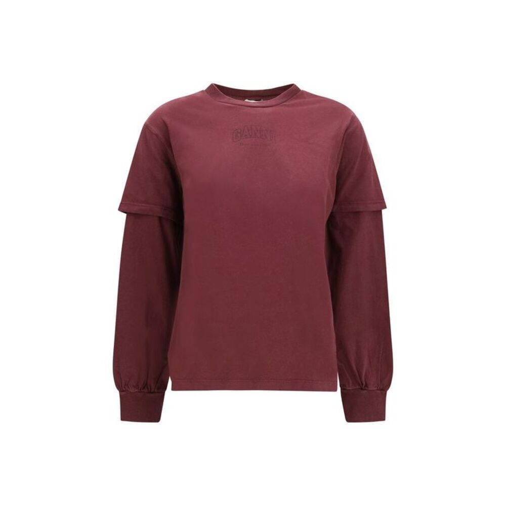 Ganni Bordeaux Cotton Women's Sweatshirt
